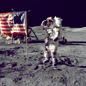 宇航员, 美国国旗, 致敬, 空间, 美国, 国旗, 太空人
