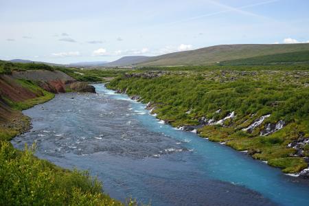 barnafoss, 河, 瀑布, 冰岛, 水, 水域