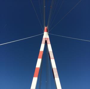 桥梁, saint-nazaire, 天空, 结构, 红色, 蓝蓝的天空, 高度
