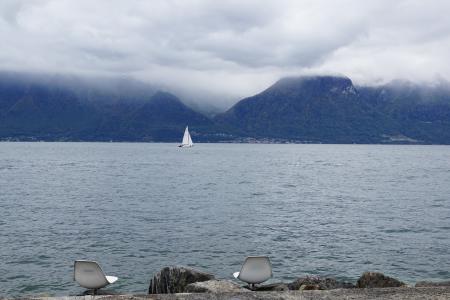 韦沃, 瑞士, 日内瓦湖, 椅子, 湖, 水, 山脉