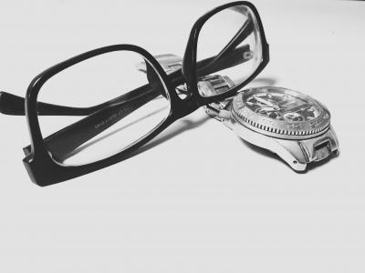 附件, 黑色和白色, 特写, 眼镜, 眼镜, 镜头, 安全