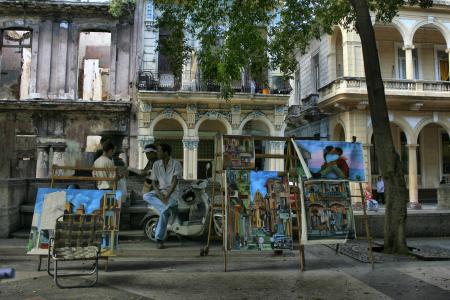 图片, 城市, 街道, 步行, 建筑, 老, 古巴