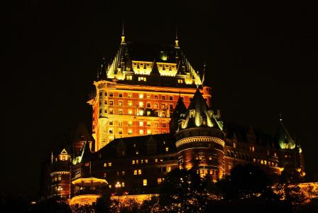 加拿大, 魁北克省, 酒店, 城堡, 特纳克, 晚上, 建筑