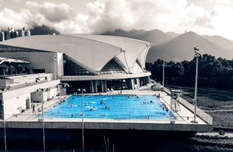 游泳池, 香港, 中国, 水, 黑色和白色, 户外, 假期