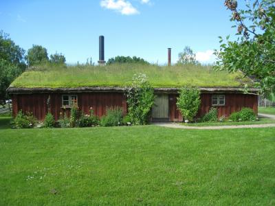 房子, 草坪, 花, 草屋顶, 天空, 云计算, 瑞典