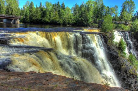 瀑布, 加拿大, 安大略省, kakabeka 瀑布, 风景名胜, 景观, 水