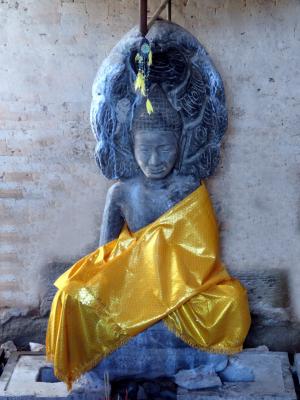 佛, 寺, 柬埔寨, 蓝色, 黄色