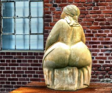 女人, 雕塑, 坐, 大埔, 对接, 屁股, 厚厚