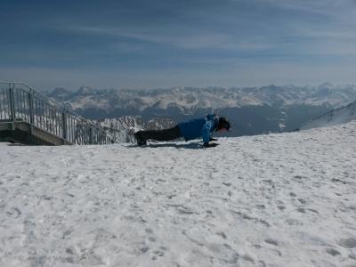 俯卧撑, 滑雪者, 滑雪场, 运动, 雪, 感冒, 冬天