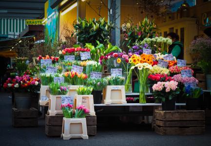 市场, 花, 农民本地市场, 花是, 花卉贸易, 市场摊位, 出售鲜花