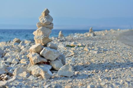 石头, 大老山, 成堆的石头, 白色, 海滩, 海, 自然