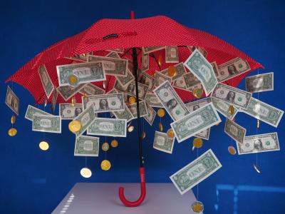 礼物, 钱雨, 美元雨, 雨伞, 礼品创意, 硬币, 看起来