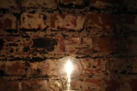 墙上, 灯泡, 理念, 砖, 工业, 照明, 室内