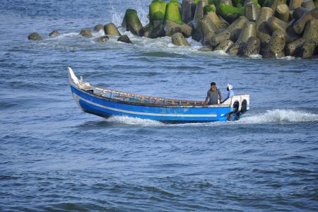 渔船, perumathura 海滩, 得, 色彩缤纷, 拉玛钱德朗 madhavankutty, 旅游, 沿海