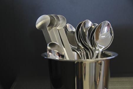 勺子, 餐具, 静物, 银, 咖啡厅, 休息, 近距离