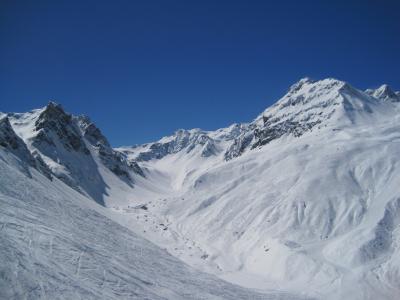 山脉, 冬天, 滑雪