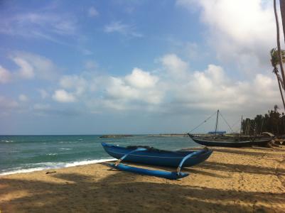 东海岸海滩, 下午浏览, 斯里兰卡, 搁浅的小船, 小船, 海洋, 海