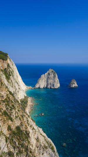 悬崖, 扎金索斯, 希腊, 海, 岩石, 蓝色, 海岸