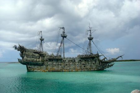 海盗, 迪斯尼, 黑色珍珠, 加勒比海, 海, 航海的船只, 航行中的船