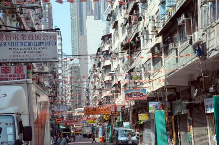 城市, 拥挤, 金英, 道路, 香港, 摩天大楼, 大城市