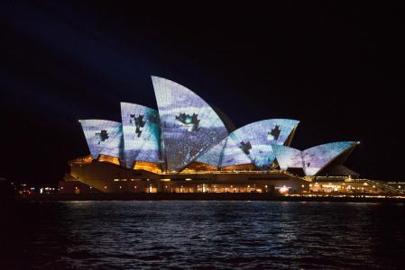 悉尼, 歌剧, 房子, 澳大利亚, 生动, 灯光秀