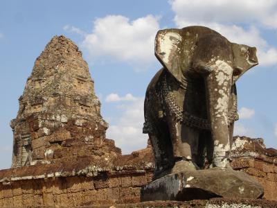柬埔寨, 吴哥, 老, 废墟, 大象, 艺术作品, 衰变状态