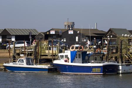 沃尔德港, 萨, 英国, 渔船, 游船, 木棚, 炸鱼薯条咖啡厅