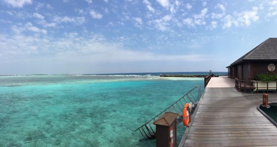 马尔代夫, 海, 天堂岛, 水, 海, 天空, 水上的地平线