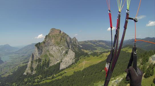 滑翔伞, 飞, 夏季, 山脉, dom, 神话, schwyz