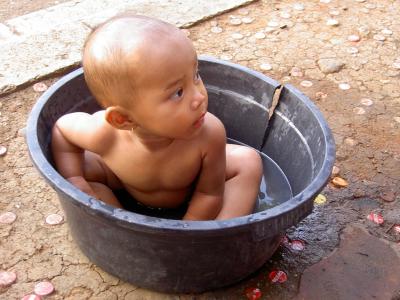 宝贝, 印度尼西亚, 婴儿沐浴, 洗