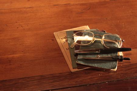 镜头, 老, 文件, 书籍, 木材-材料, 眼镜