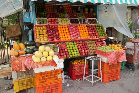 水果店, 水果供应商, 街道, 印度, 供应商, 水果, 出售