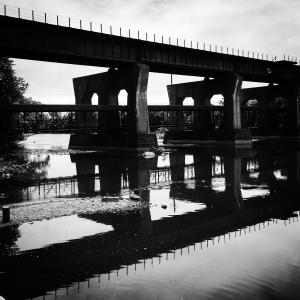 桥梁, 铁路, 河, 黑色和白色, 铁, 钢, 结构