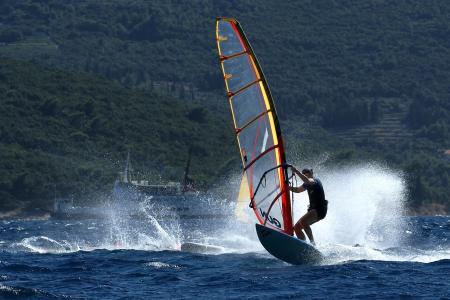 滑浪风帆, 水上运动, 风, 夏季, 克罗地亚, 海, plejesac