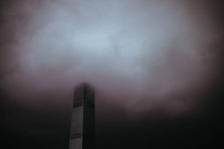 建筑, 塔, 基础设施, 黑暗, 云计算, 天空, 雾