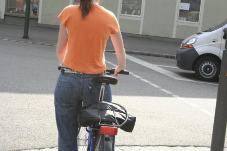 自行车, 骑自行车的人, 移动, 波特, 回光, t恤衫, 牛仔裤