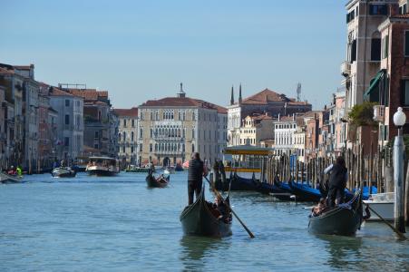 威尼斯, 大运河, 水, 船夫, 小船, 河上的小镇, 威尼斯-意大利