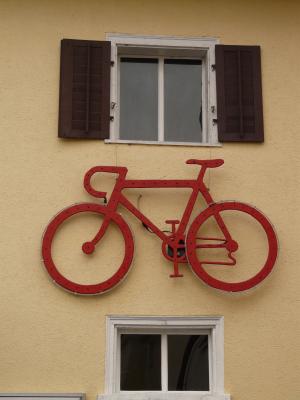 车轮, 自行车, 红色, hauswand, 窗口, 艺术, 建筑