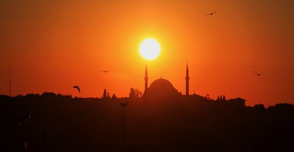 伊斯坦堡, 白天, 日落, 剪影