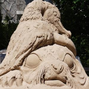 沙雕, 艺术作品, 沙子做的, 鸟和大眼睛