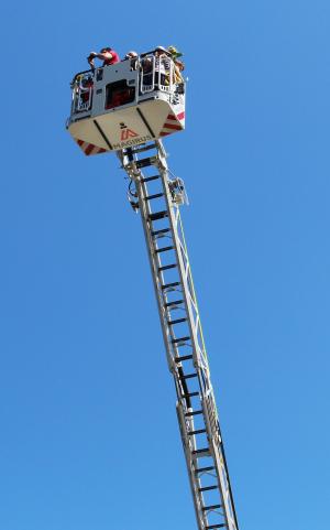 梯子, 消防, 伸缩梯, 天空, 蓝色