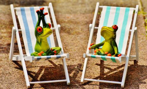 太阳椅, 海滩, 字体, 青蛙, 数字, 夏季, 太阳