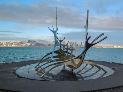 冰岛, 太阳航海家, 雷克雅未克, 纪念碑, 雕塑, 维京人, 船舶