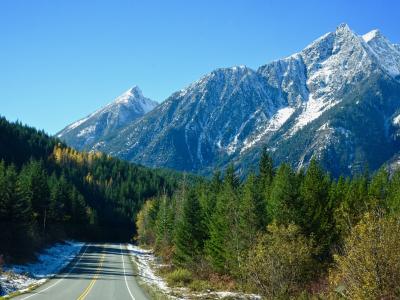 公路, 山脉, 雪, 荒野, 旅行, 景观, 高峰