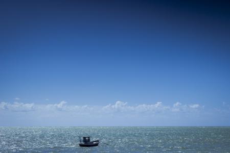 海滩风景, 蓝色, 蓝蓝的天空, 小船, 小船, 云计算, 云彩