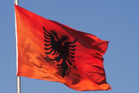 阿尔巴尼亚, 国旗, 国籍, 红色, 风, 颤振