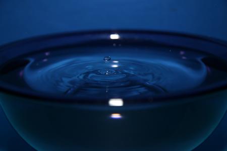 水, 下降, 飞溅, 玻璃, 水表面, 蓝色
