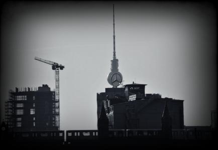 柏林, 广播电视塔, 资本, 黑色和白色, 网站, 奔驰, 城市