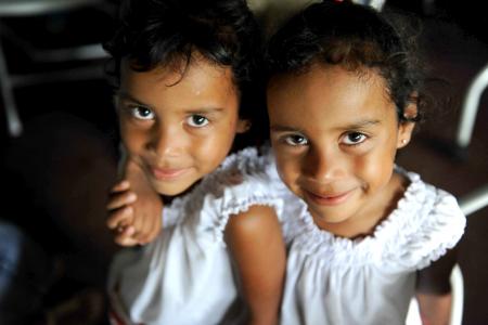 儿童, 双胞胎, 女孩, 年轻, 尼加拉瓜, 肖像, 在一起