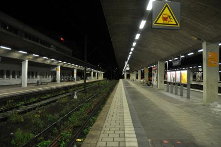 火车站, 黑暗, 海得尔堡, gleise, 似乎, 平台, 照明